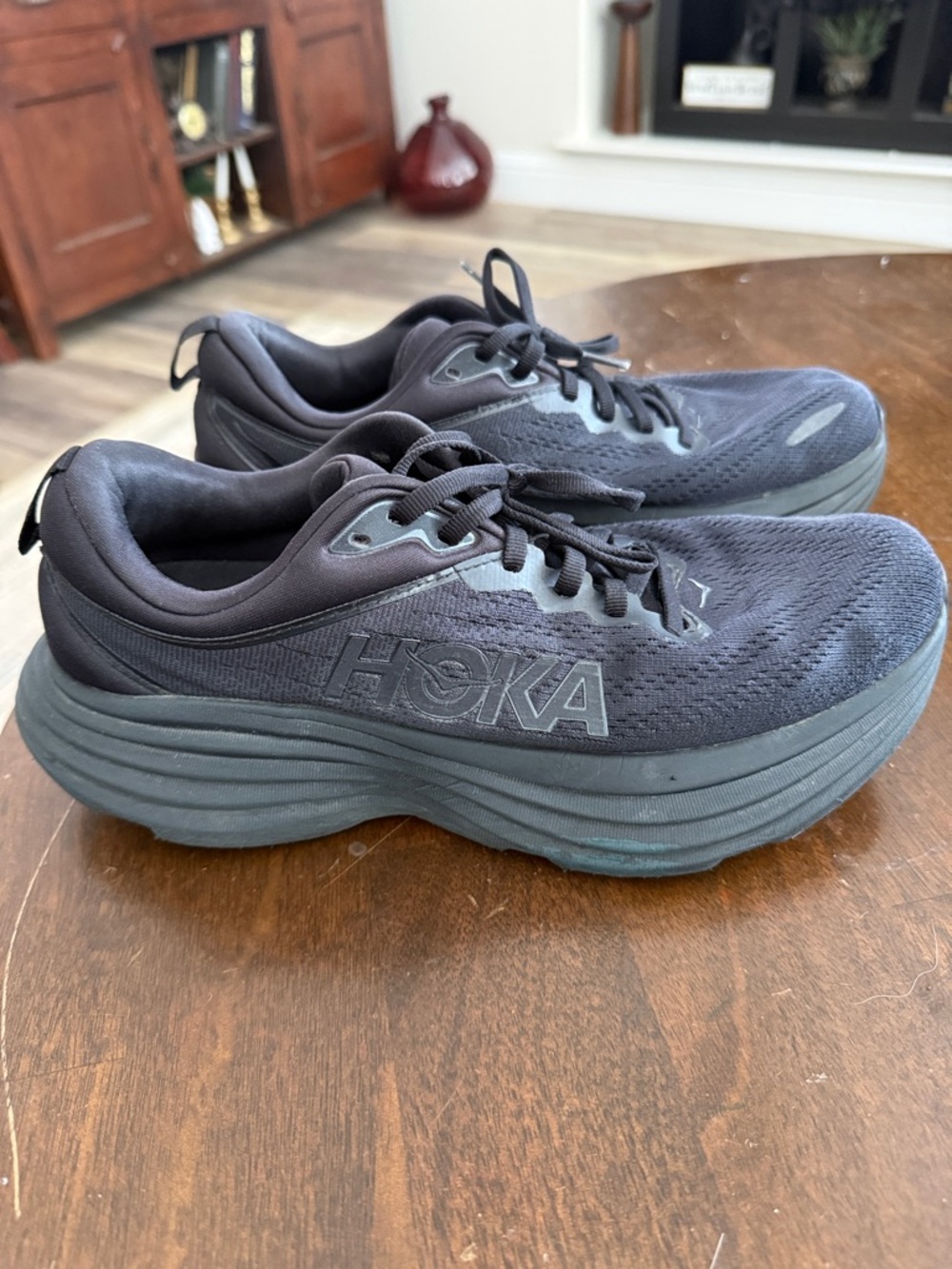 Hoka One One Bondi 8 Black Athletic Running Shoes